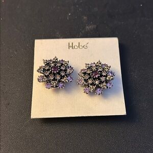 Hobe Black and Purple Cluster Earrings